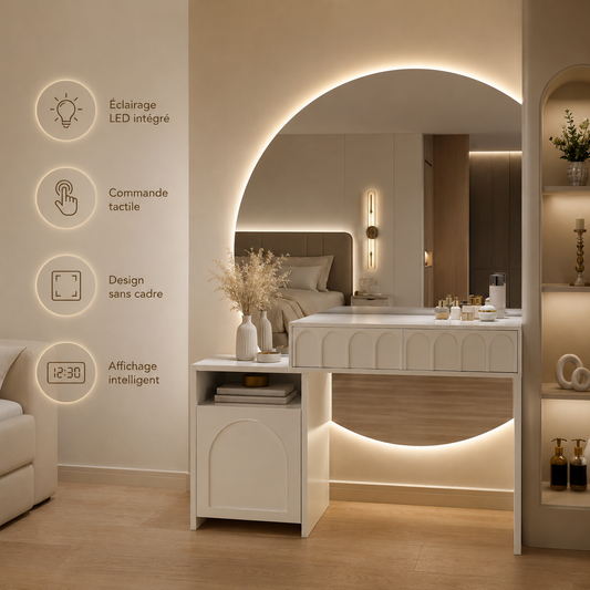 Miroir Intelligent Tactile Sans Cadre Hôtel – Smart Mirror LED Touch Screen Salle de Bain Luxe
